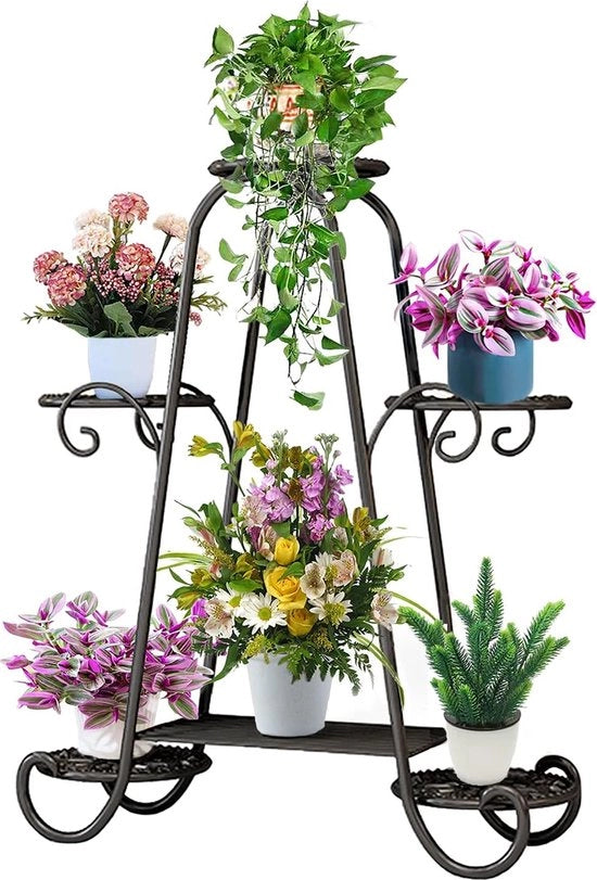 Scaffale a 6 livelli a forma rotonda per piante interni ed esterni, supporto per vaso per più piante, display per vaso, rack per vaso da giardino, patio, vaso da giardino.
