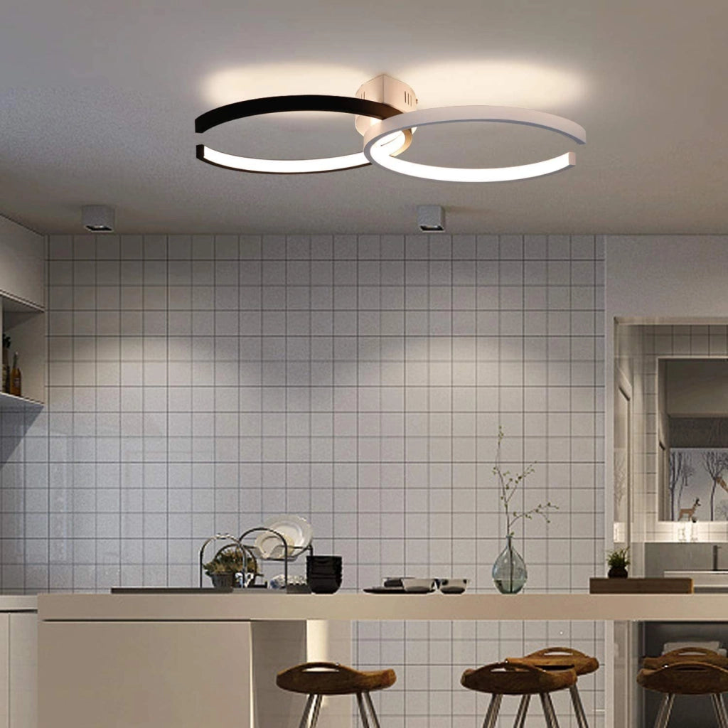 ZMH Lampada da soffitto 55cm ferro bianco nero per soggiorno sala pranzo camera letto
