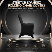 50x Black Stretch Chair Covers, Formal Folding Chair Covers, 50pcs
