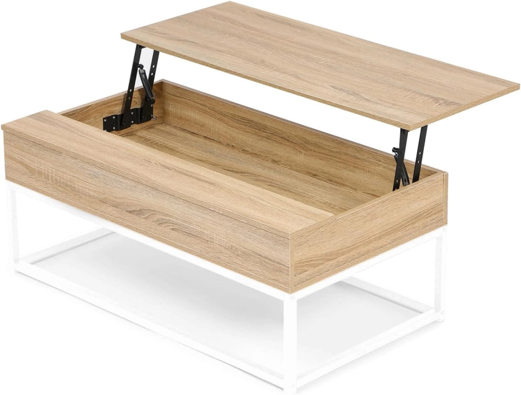 Tavolino DETROIT de design industriale legno e metallo bianco