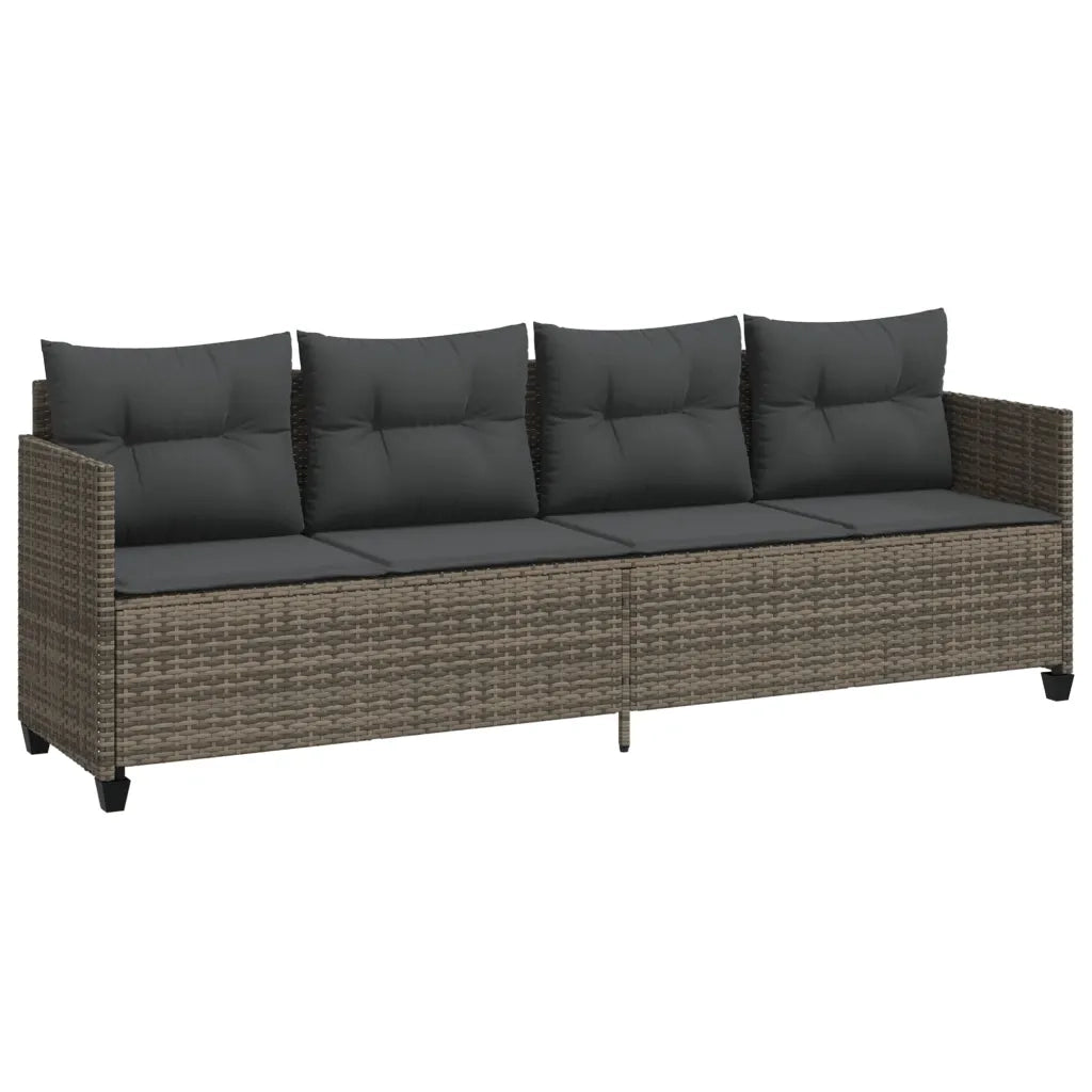 Lettino Prendisole con Cuscini Grigio in Polyrattan 368328