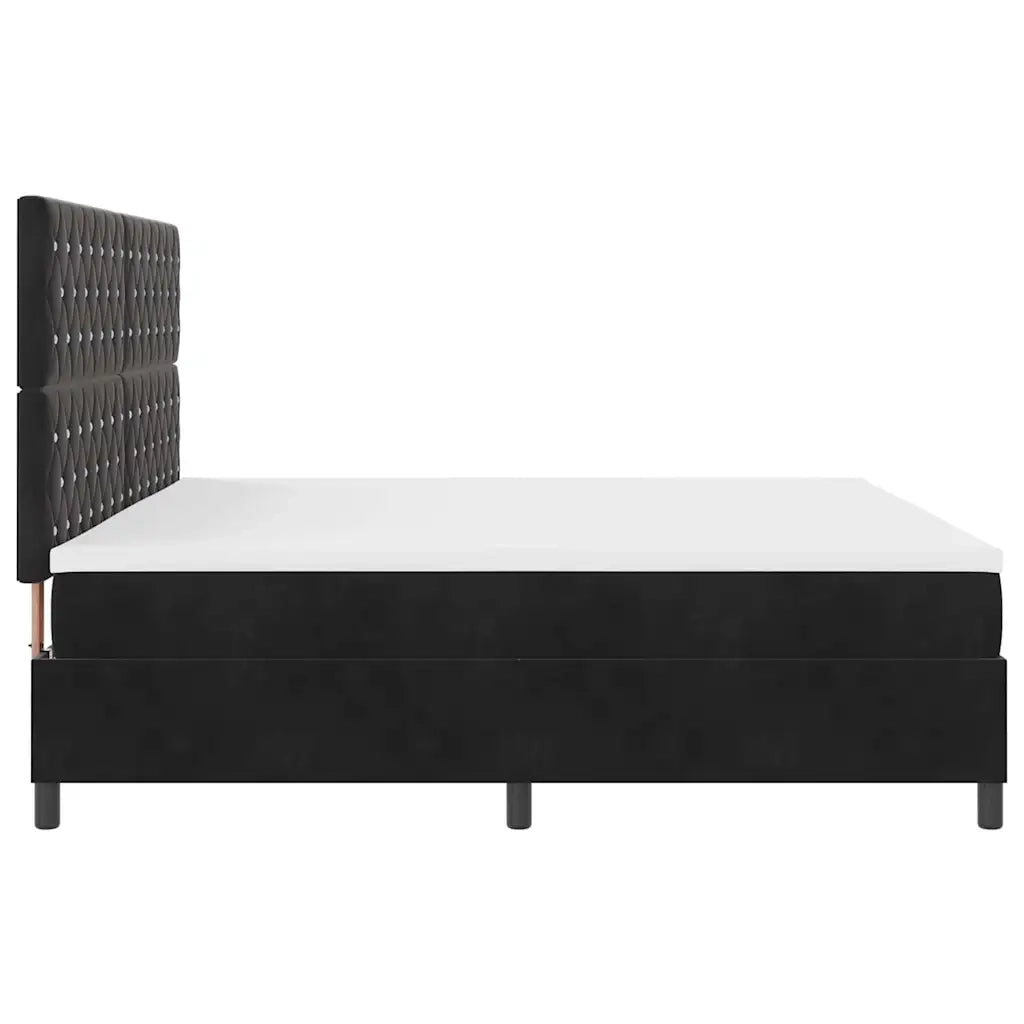 Letto a Sorgente LED con materasso Nero 200 x 200 cm Velluto 3343270