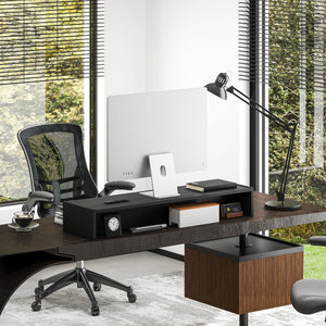 Supporto per Monitor 2 Vani 100x27x15 cm in Legno Nero