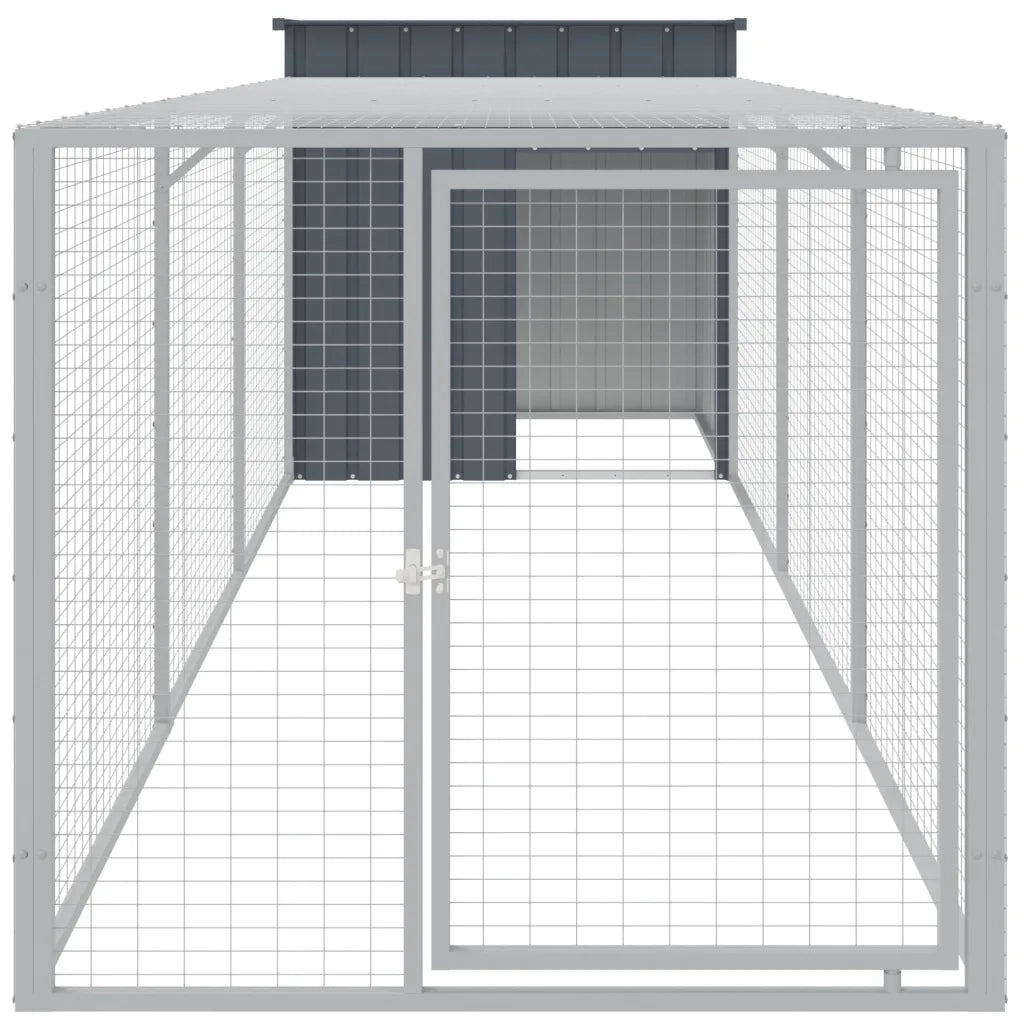 Pollaio con Area Corsa Antracite 110x405x110 cm Acciaio Zincato CFW5728833