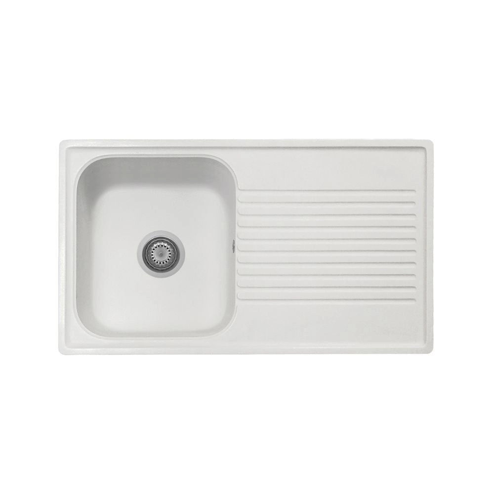 Lavello 86x50 cm reversibile 1 vasca gocciolatoio bianco Samet