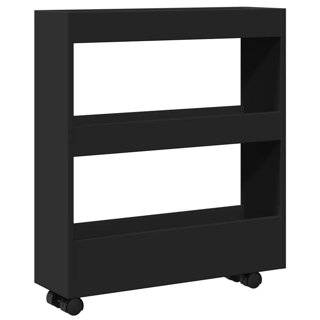 Carrello Portaoggetti Stretto a 3 Livelli Nero in Truciolato 855242