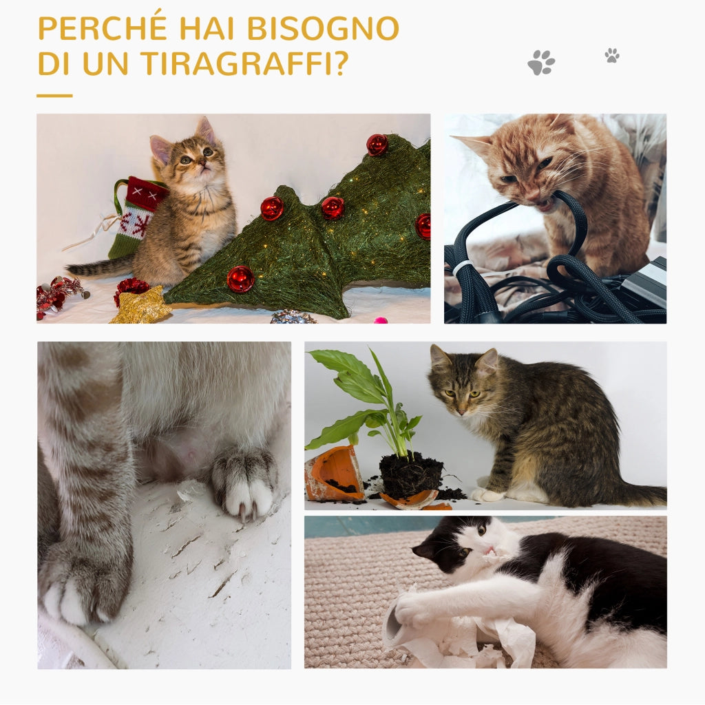 Set 2 Tiragraffi per Gatti da Divano in Sisal e Poliestere, 130x45cm - Grigio