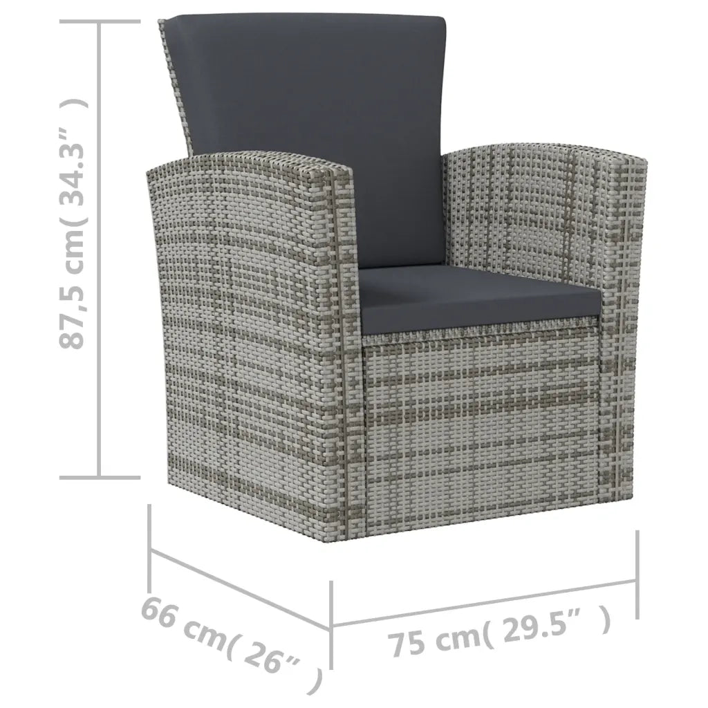 Set Divani da Giardino 8 pz con Cuscini in Polyrattan Grigio 3095945