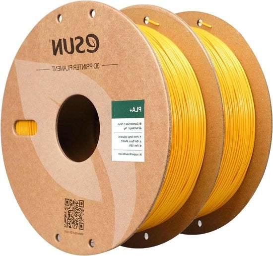 Filamento PLA Plus 1.75mm - Precisione Dimensionale +/- 0.03mm - Colore Giallo - 1KG per Bobina - 2 Bobine