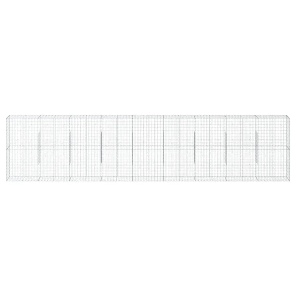 Gabbione recinto a gabbia muro di contenimento con coperchio 900 x 50 x 200 cm ferro zincato argento 02_0040215
