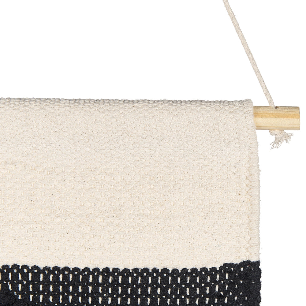 Decorazioni da parete in cotone nero beige nappa fatta a mano arte della parete motivo geometrico boho per soggiorno camera da letto