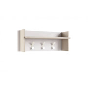 Pannello appendiabiti a parete con ripiano e 3 ganci bianco e rovere 90x29x34 cm - Terraneo