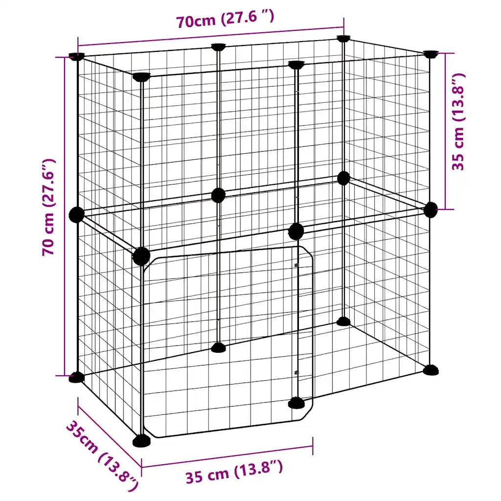 Gabbia per Animali 12 Pannelli con Porta Nero 35x35 cm Acciaio 3114033