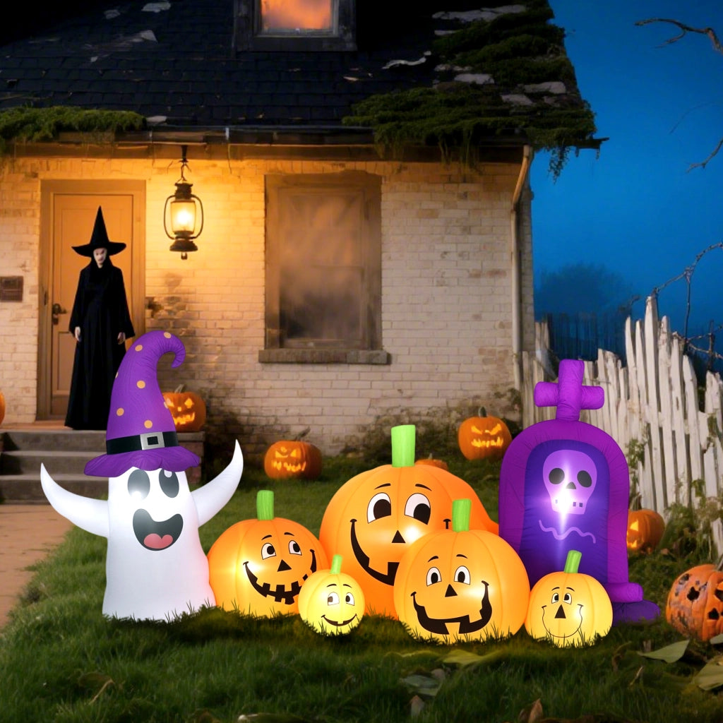 Zucca Inflatable Fantasma Lapide con Luci LED IP44 ¨C zephmum ¨C 240x130x130 cm Multicolor