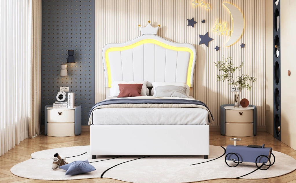 letto imbottito ecopelle bianco 90 x 200 cm