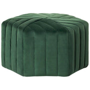 Pouf Velluto Verde 29 x 53 x 48 cm Poggiapiedi Esagonale Imbottito Glamour