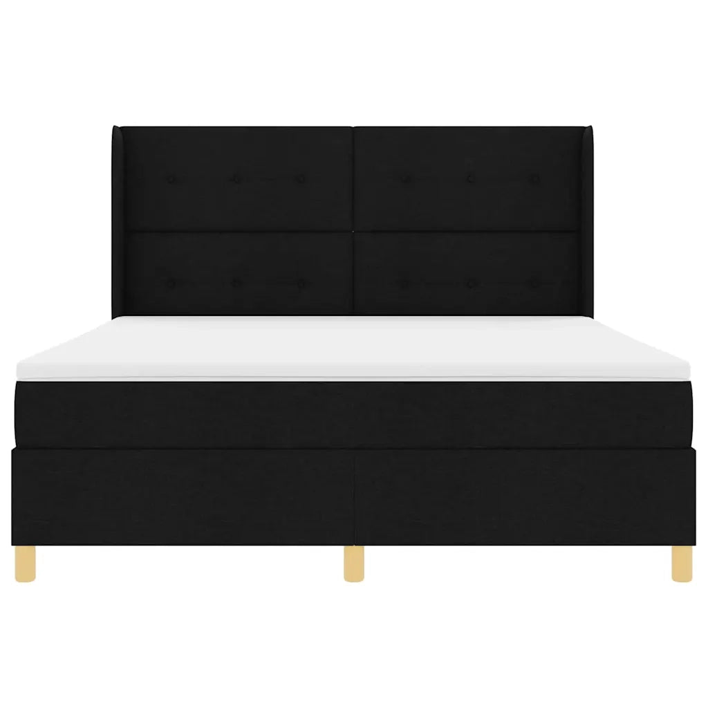 Letto a molle con materasso Nero 140 x 200 cm Tessuto