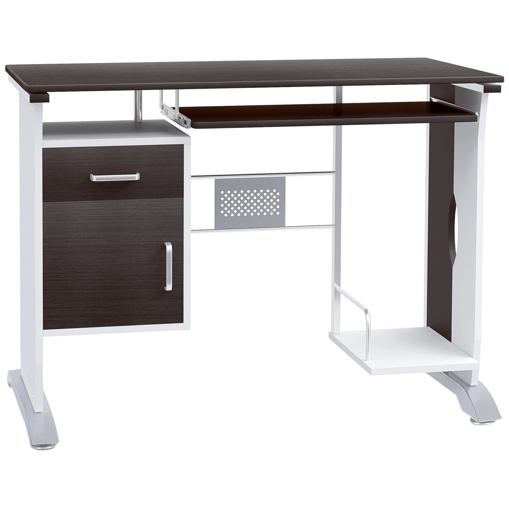 Scrivania per computer ¨C zephmum ¨C 100x52x75 cm marrone nero bianco
