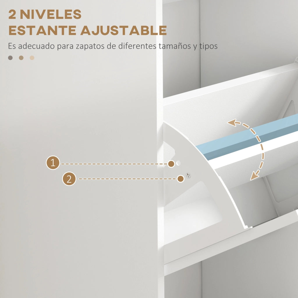 Armadio per scarpe con 3 ante e ripiani regolabili ¨C zephmum ¨C Bianco 60x30x120 cm