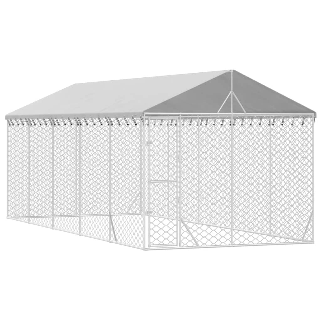 Cuccia/gabbia/recinto/zaino per animali da esterno con tetto argentato 3 x 7,5 x 2,5 m Argento 02_0041902