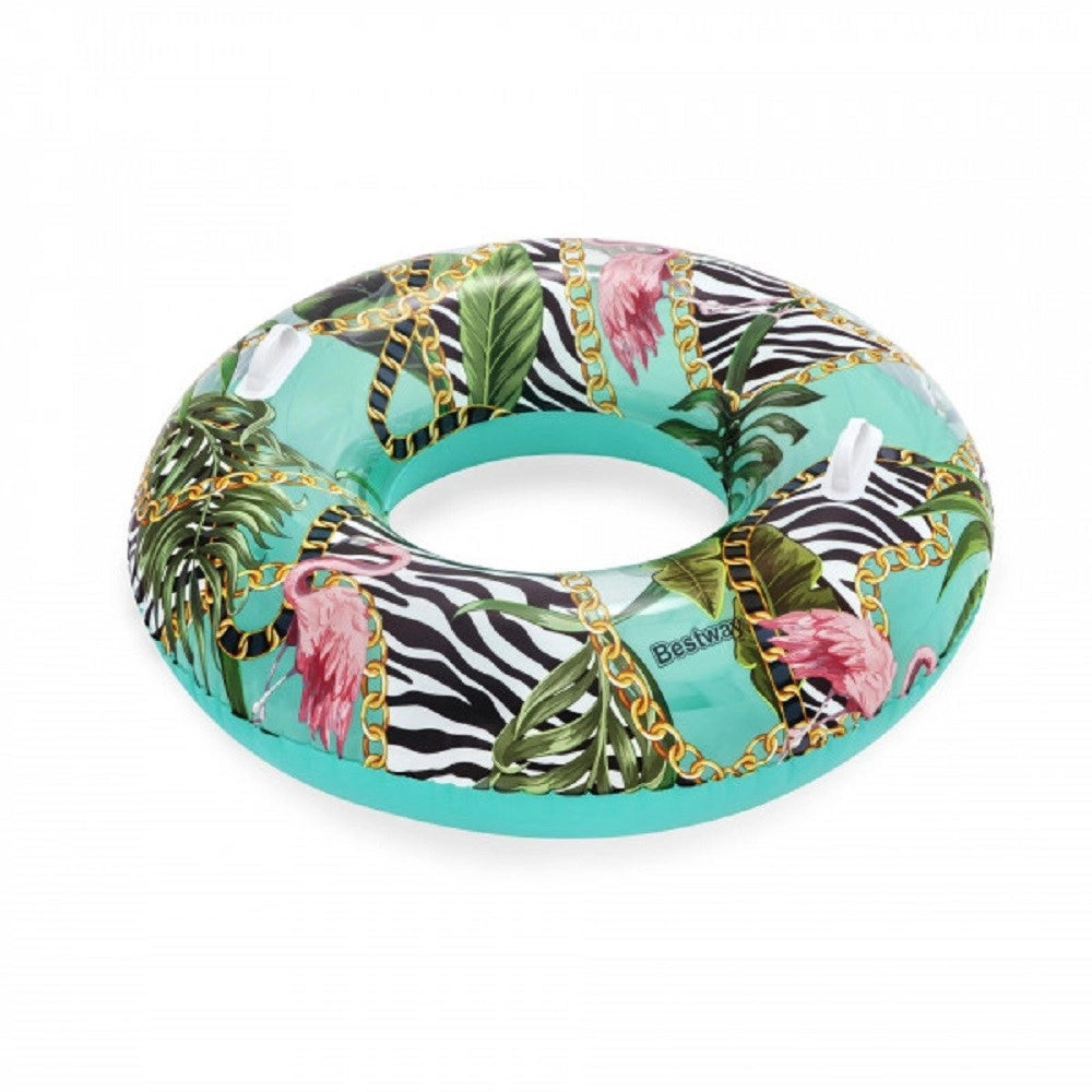 Trade Shop - Gonfiabile Salvagente Fantasia Floreale 114 Cm Con Maniglie Piscina Estate 36302 -