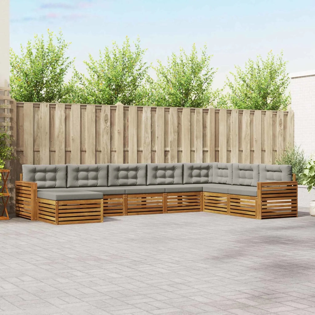 Set di divani da esterno 8 pcs Grigio Naturale e Chiaro