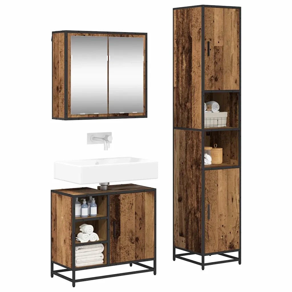 Set di mobili per il bagno con lo scaffale 3 pcs Legno vecchio 3402360