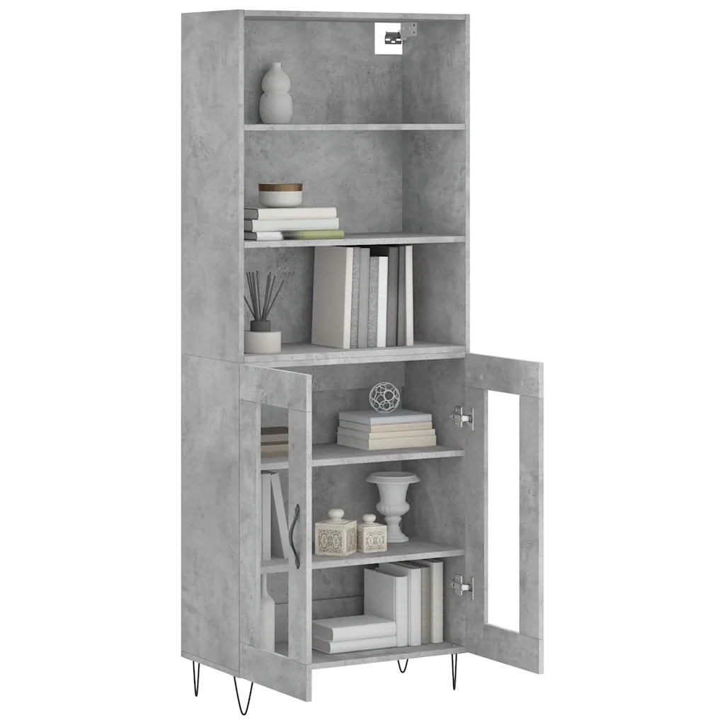 Credenza | Madia | Buffet da pranzo | Armadio da pranzo Grigio Cemento 69,5x34x180 cm in Legno Multistrato