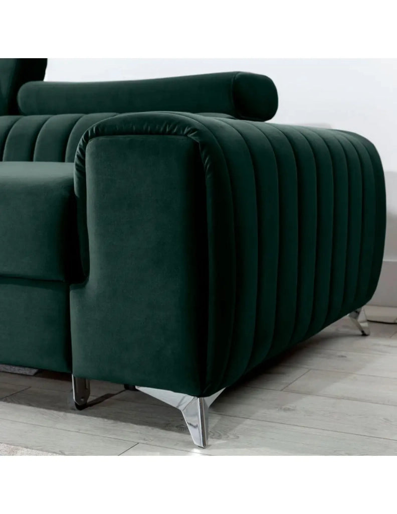 Divano ad angolo sinistro Verde scuro trasformabile 3 posti JAYSON schienale sagomato