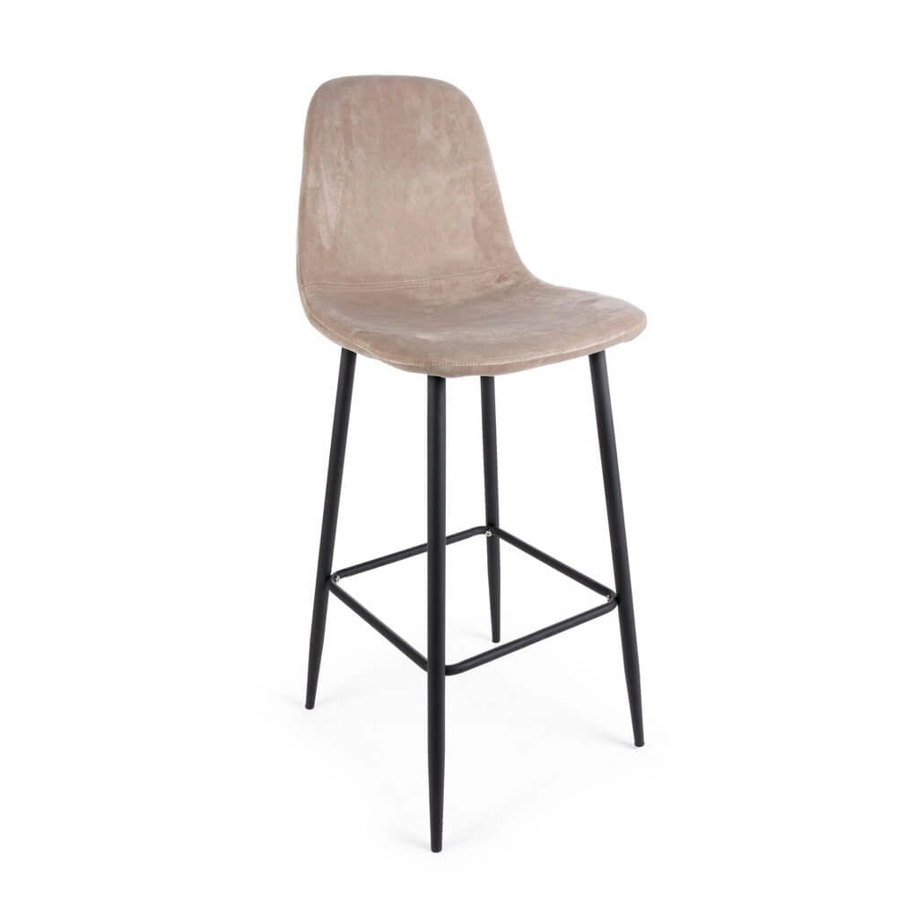 Set di 2 Sgabelli da Bar Imbottiti in Velluto con Gambe in Acciaio - STRUCTURE