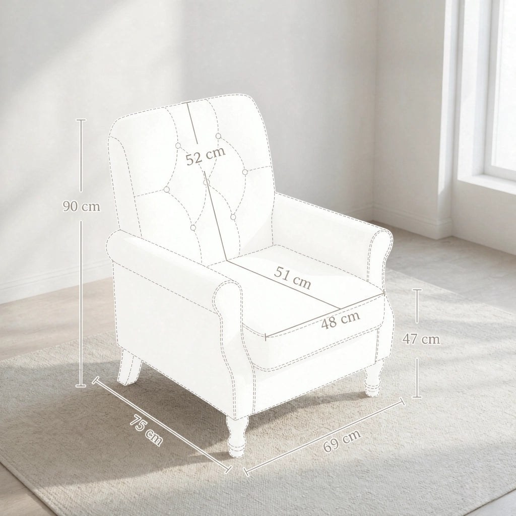 POLTRONA Lounge 1 posto 69x75x90 cm Lino Crema