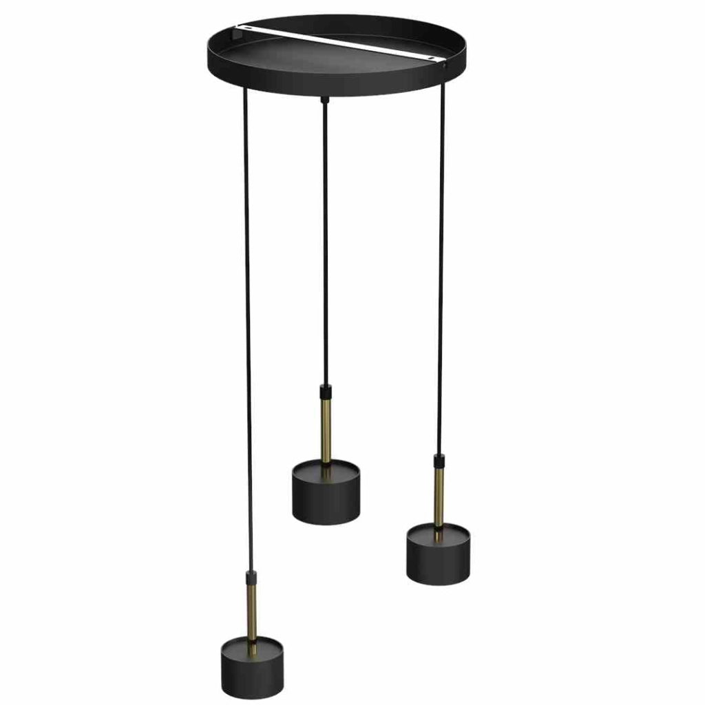 Lampadario a sospensione Milagro Arena 3 luci nero ottone