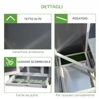 Pollaio per Galline Ovaiole da Esterno con Tetto Impermeabile e Zona di Corsa, Nidificazione in Legno, 160x75x80 cm, Grigio e Bianco