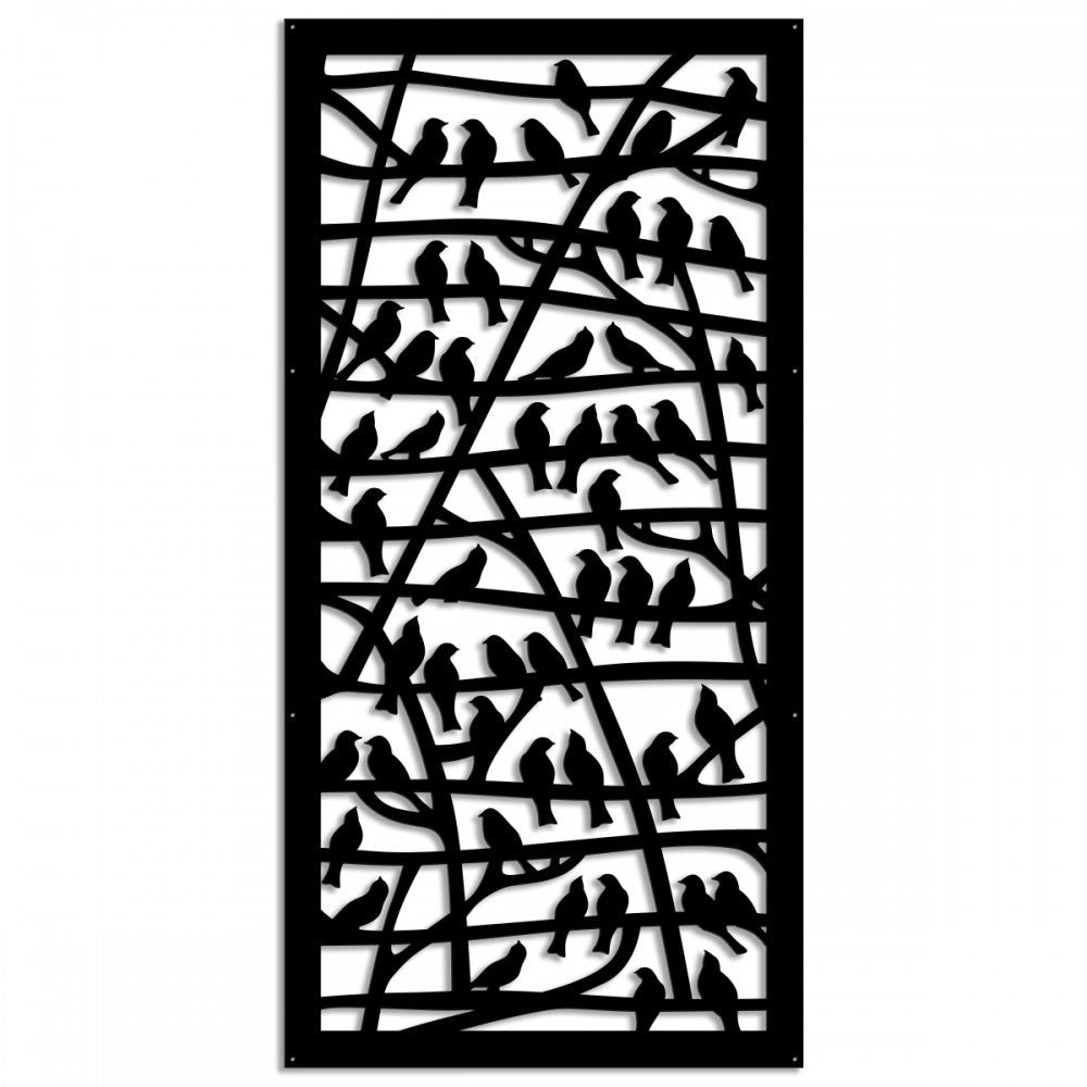 BIRDS - Pannello in PVC traforato - Parasole Misura: 50x150 cm, Colore: nero