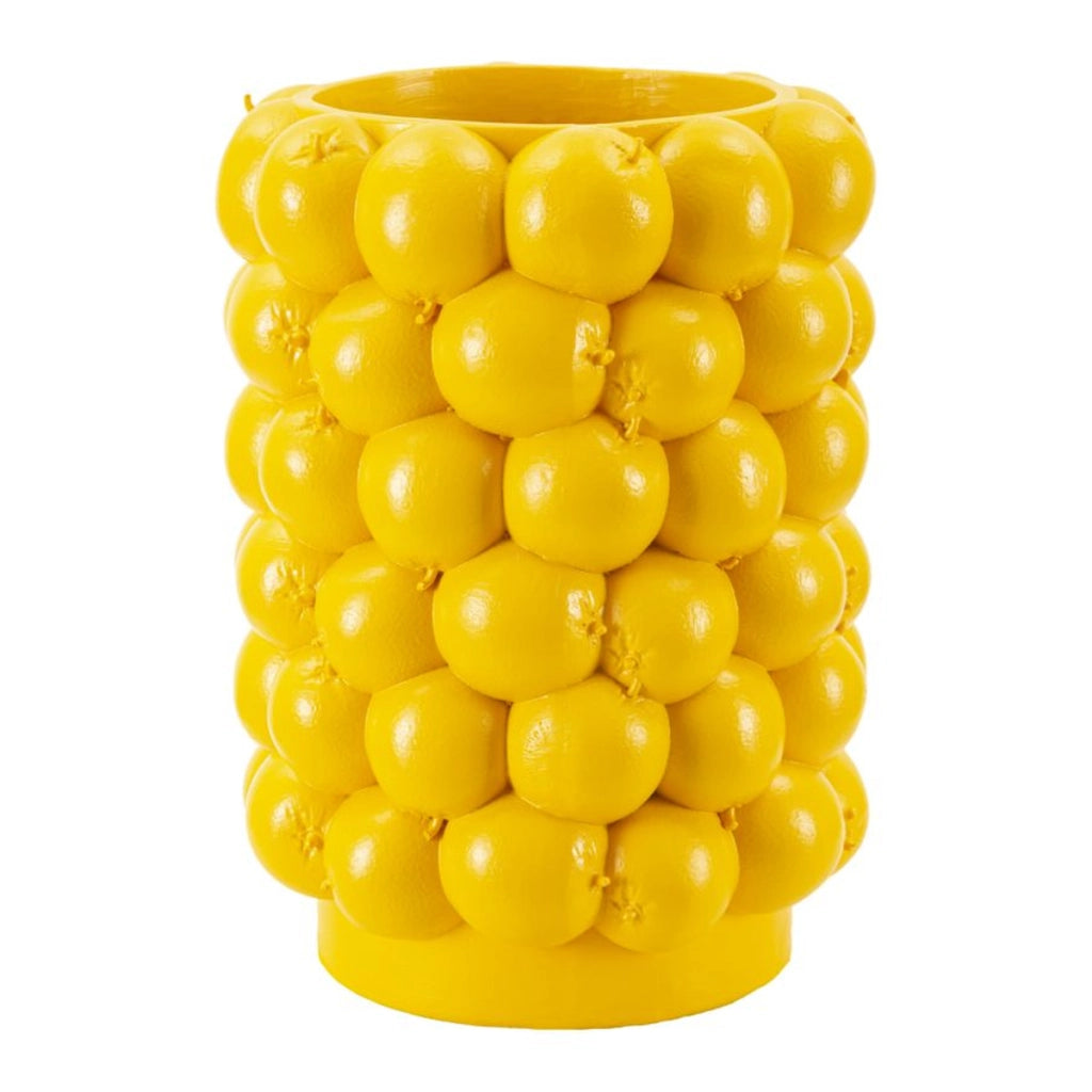 Vaso Decorativo Limoni, Giallo, Poliresina, 21x21x28 cm