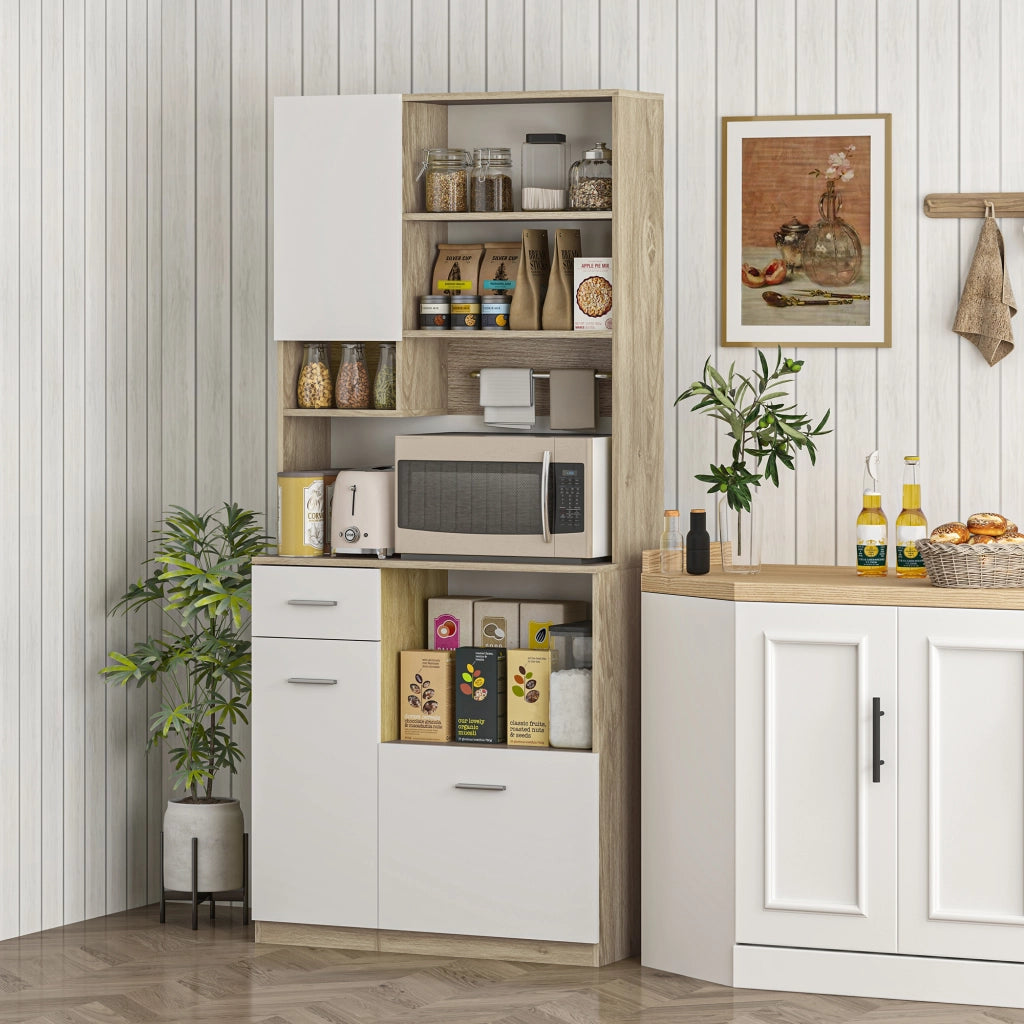 Armadio Dispensa con Cassetto e 3 Ante ¨C zephmum ¨C Bianco 80x35x180 cm