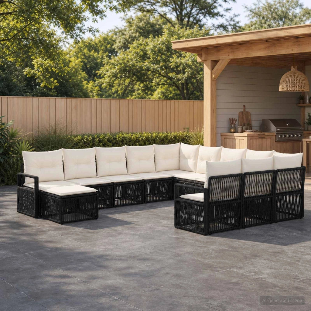 Set Divano da Giardino 12 pz Nero polyrattan 3435916