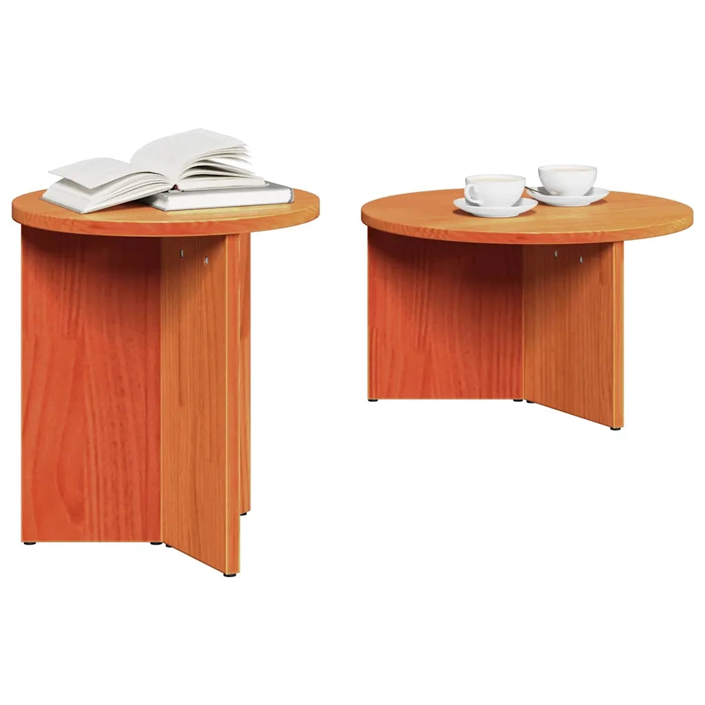 vidaXL Tavolino da salotto 2 pcs Cera marrone 49 x 49 x 28 cm