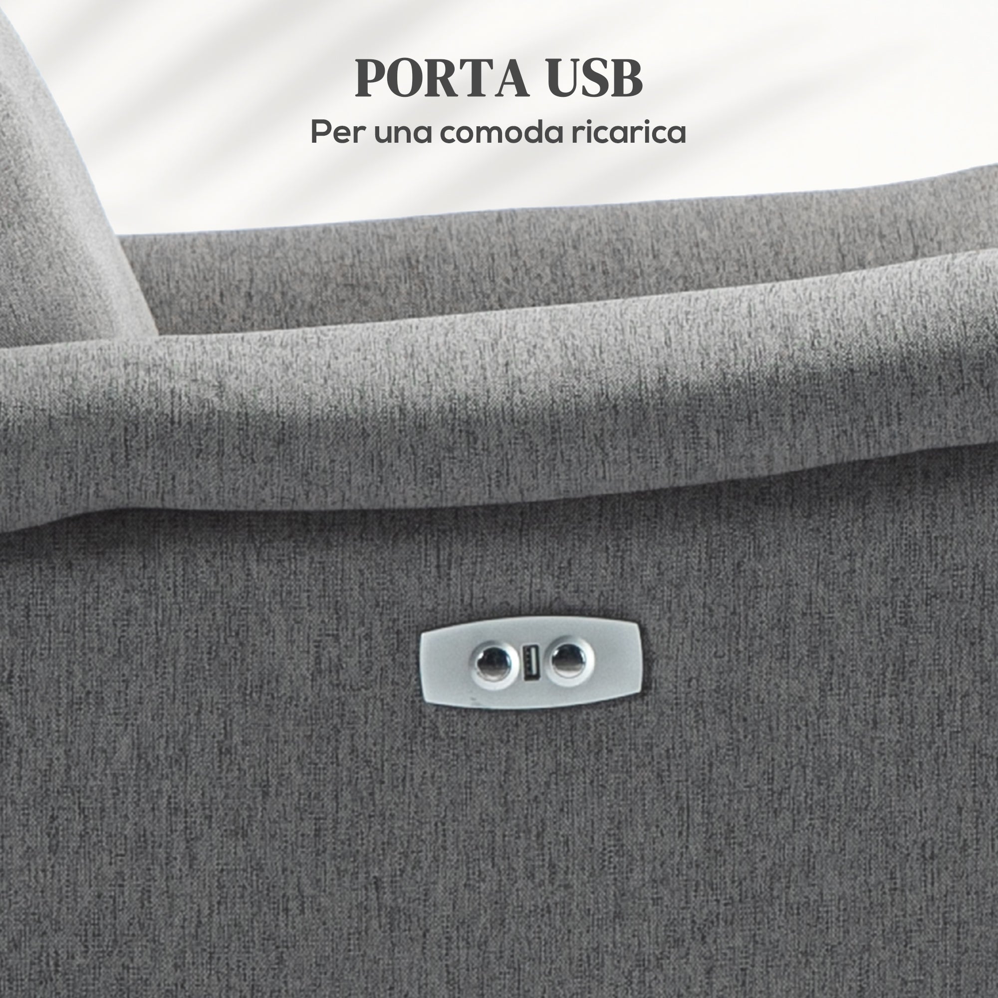 Poltrona Relax Reclinabile 150° con Poggiapiedi 77x91x106 cm in Tessuto Effetto Lino Grigio Scuro