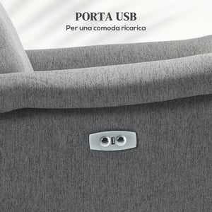 Poltrona Relax Reclinabile 150° con Poggiapiedi 77x91x106 cm in Tessuto Effetto Lino Grigio Scuro