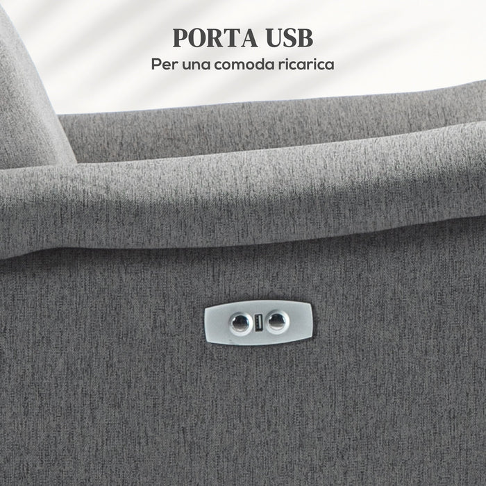 Poltrona Relax Reclinabile 150° con Poggiapiedi 77x91x106 cm in Tessuto Effetto Lino Grigio Scuro