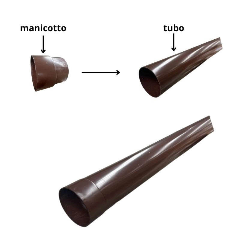 Tubo Pluviale "PLUVIA" in PMMA con Manicotto : Colore - Marrone, Diametro - 100, Metri Lineari - 1 metro
