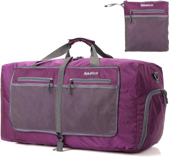 Borsa da viaggio leggera, 60 litri, grande valigetta per weekend, per notti in hotel, borsa, zaino, sacchetto da viaggio con tasca per scarpe, per sport, viaggi, palestra, vacanza