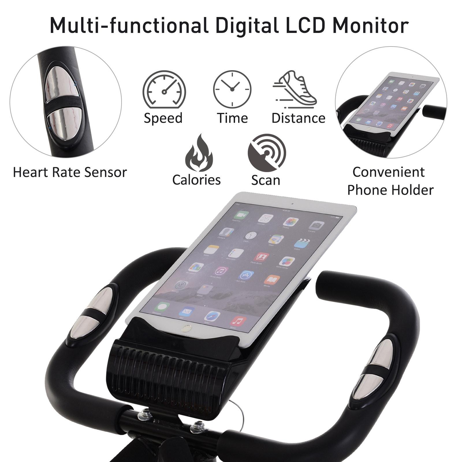 Cyclette da Spinning Pieghevole 51x97x115 cm con Bande Elastiche in Acciaio  Nera