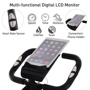 Cyclette da Spinning Pieghevole 51x97x115 cm con Bande Elastiche in Acciaio  Nera