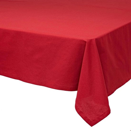 Tavolino coperto in 100% cotone, migliore qualità in design moderno, tavolino coperto senza pieghe, decorazione ideale per la sala da pranzo (140 x 180 cm, rosso)