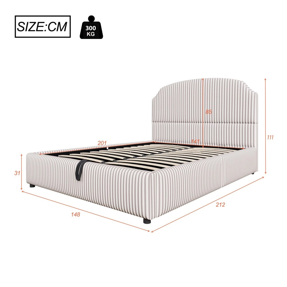 Letto Contenitore Matrimoniale Imbottito ¨C MINIMAL ¨C 140x200, Testiera, Tessuto, Idraulico