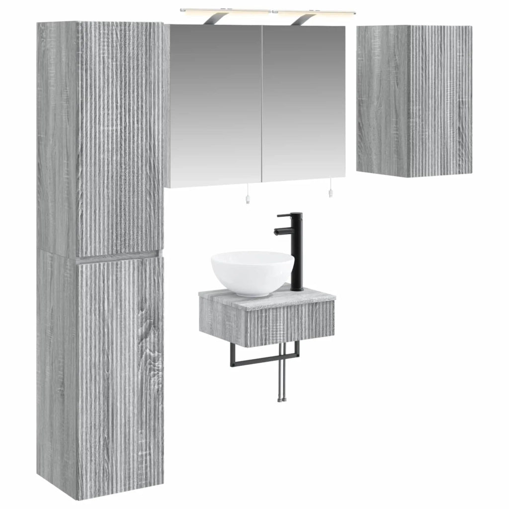 Set di mobili per il bagno 5 pcs Sonoma grigio 3407244