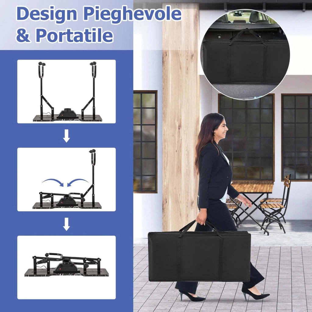 COSTWAY Tavolo per Manicure Pieghevole con Aspiratore Elettrico, Tavolo per Unghie Portatile con Luce LED, Cuscino Poggia Polso Clienti, Borsa e 4 Ruote Bloccabili (Nero)