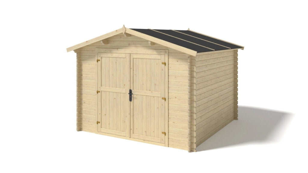 Casetta da giardino in legno - 9m2 - 3x3m - 28mm - colore: naturale - DOM531 - ALTANKA